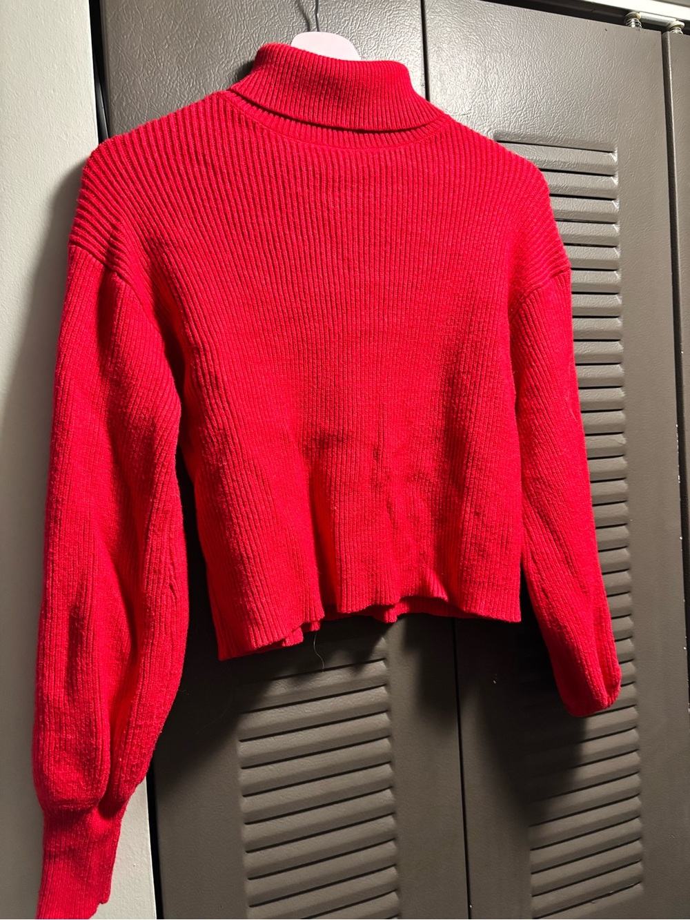 Francesca's Red Ribbed Cropped Turtleneck Sweater